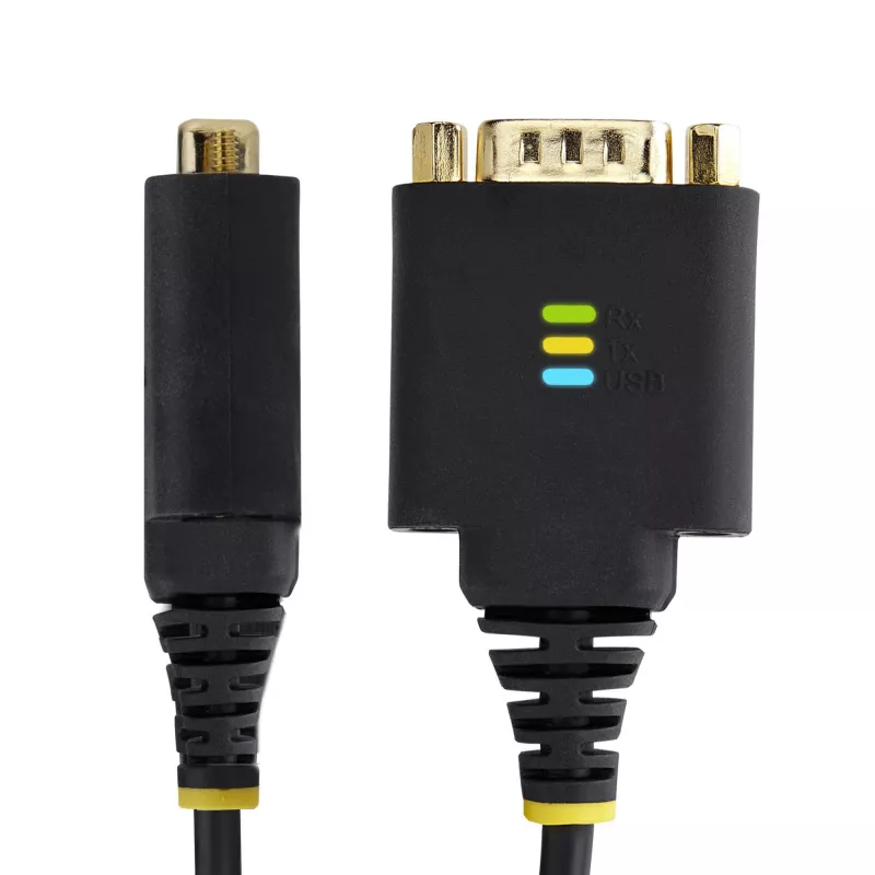StarTech.com Cable adaptador USB a serie de 1ft (30cm), retención COM, tuercas/tornillos reemplazables, USB-A a DB9 RS232, chip FTDI, protección ESD, Windows/macOS/Linux