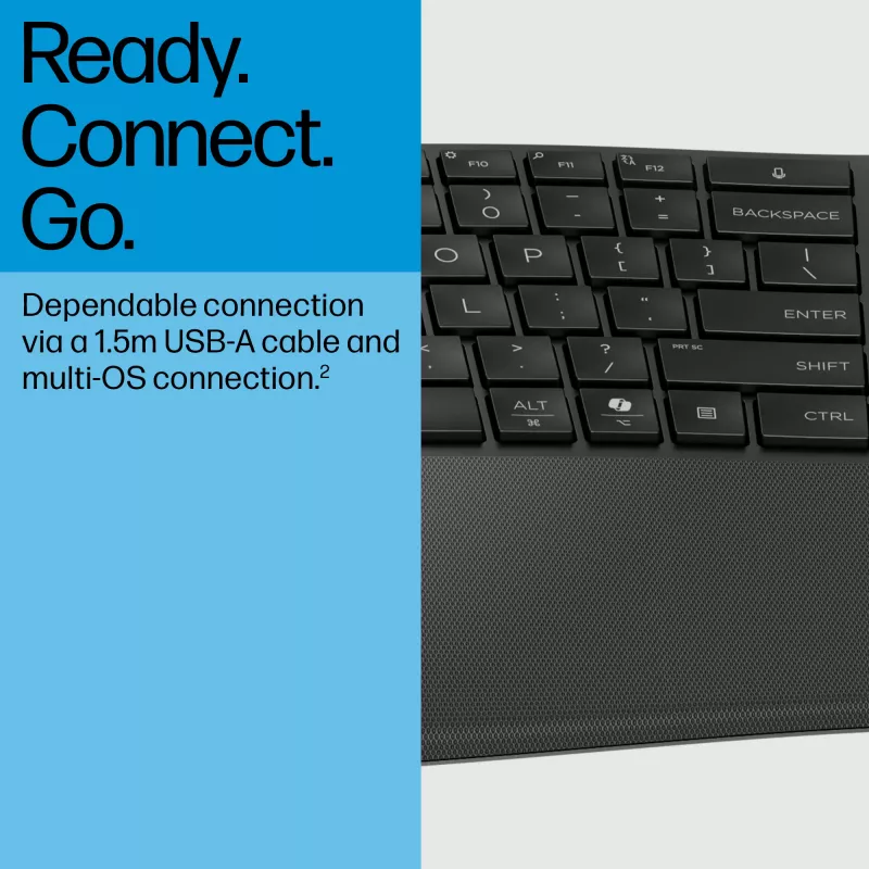 HP 485 Comfort Teclado con cable de tamaño completo USB membrana con reposamuñecas