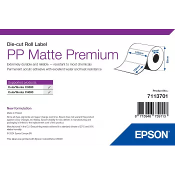 Epson PP Matte Etiquetas Premium, rollo troquelado, 105 mm x 152 mm, 185 etiquetas