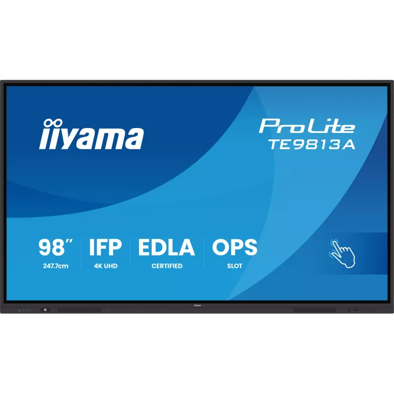 iiyama TE9813A-B1AG Pantalla de señalización digital interactiva 2,48 m (97,5 inch) Wi-Fi 500 cd/m² 4K Ultra HD negra con pantalla táctil procesador integrado Android 18/7