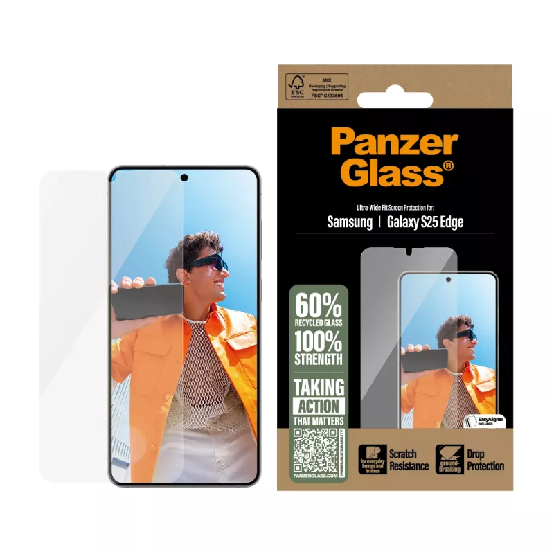 PanzerGlass® protector de pantalla Samsung S25 Edge | Ultra-Wide Fit