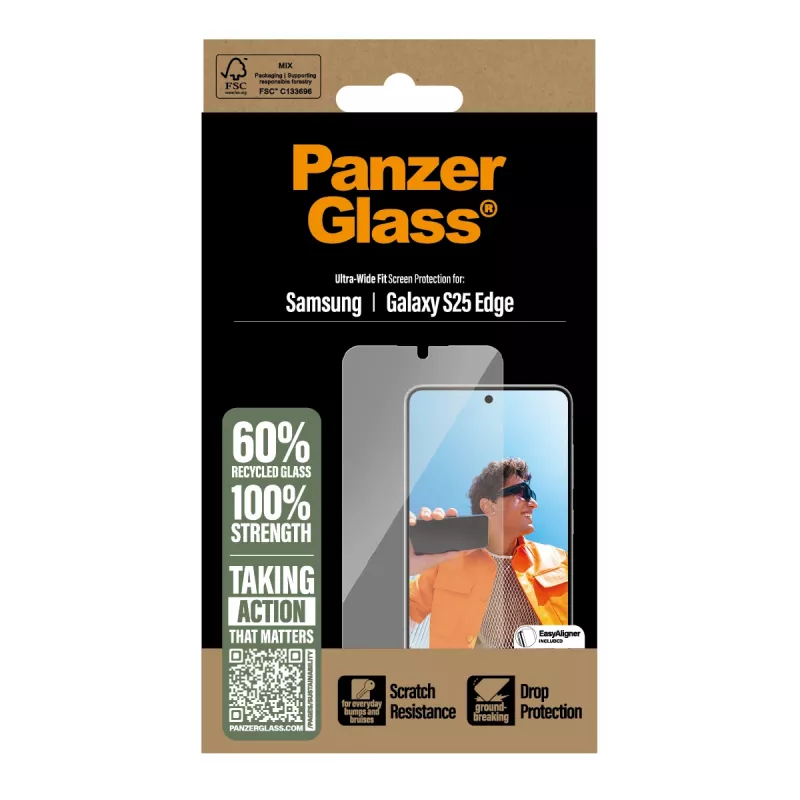 PanzerGlass® protector de pantalla Samsung S25 Edge | Ultra-Wide Fit