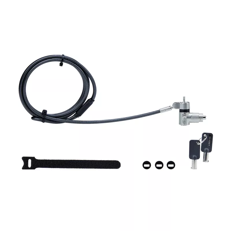 StarTech.com candado universal para portátil 2 m, cable de seguridad para portátiles compatible con Noble Wedge/Nano/K-Slot, cable de bloqueo con llave, antirrobo, cable de acero al carbono resistente a cortes