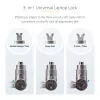 StarTech.com candado universal para portátil 2 m, cable de seguridad para portátiles compatible con Noble Wedge/Nano/K-Slot, cable de bloqueo con llave, antirrobo, cable de acero al carbono resistente a cortes
