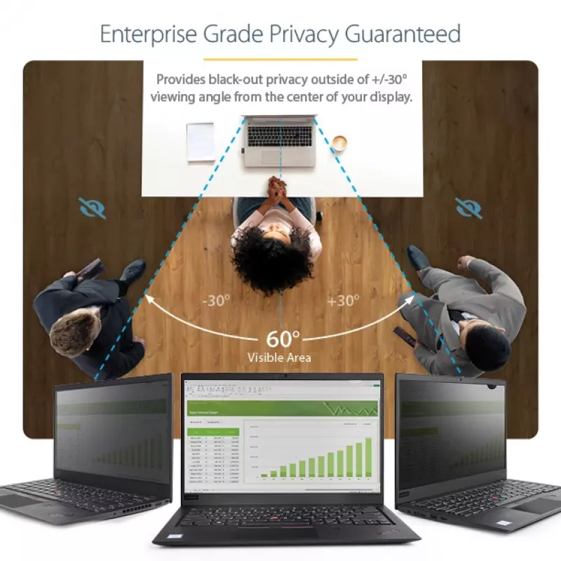 StarTech.com filtro de privacidad dorado para portátil 39,6 cm (15,6 inch) 16:9, filtro reversible con privacidad mejorada, filtro de seguridad para ordenador, protector de pantalla extraíble, +/- 30°