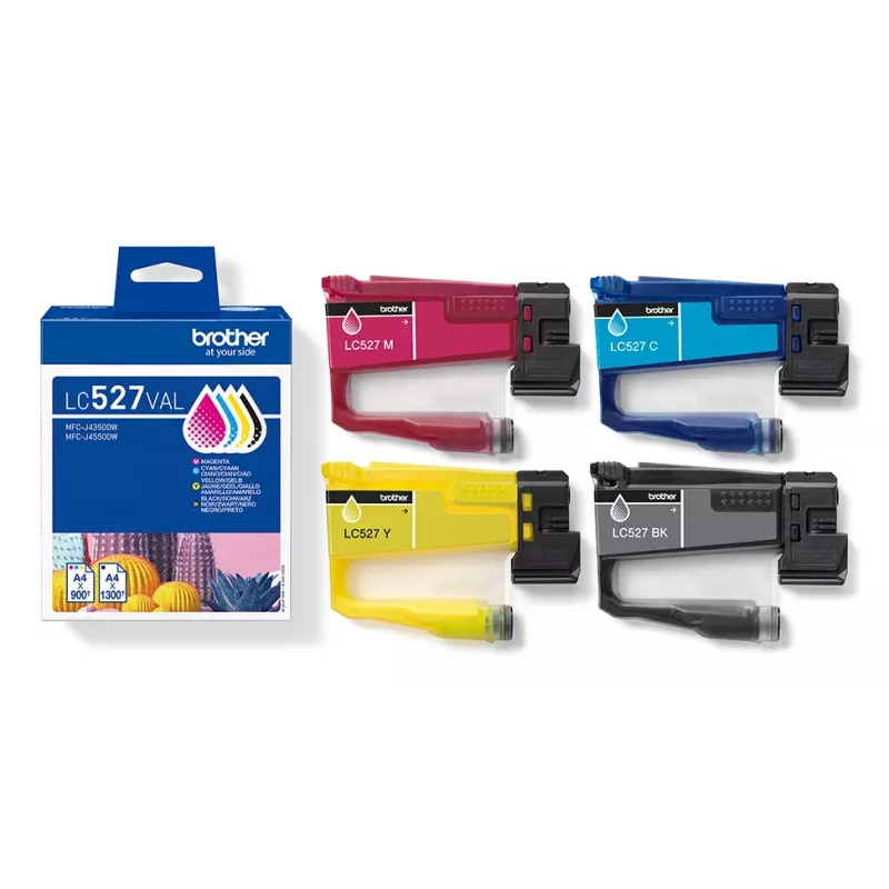 Pack de cartuchos de tinta Brother LC527VAL CMYK – 1×1300, 3×900 páginas