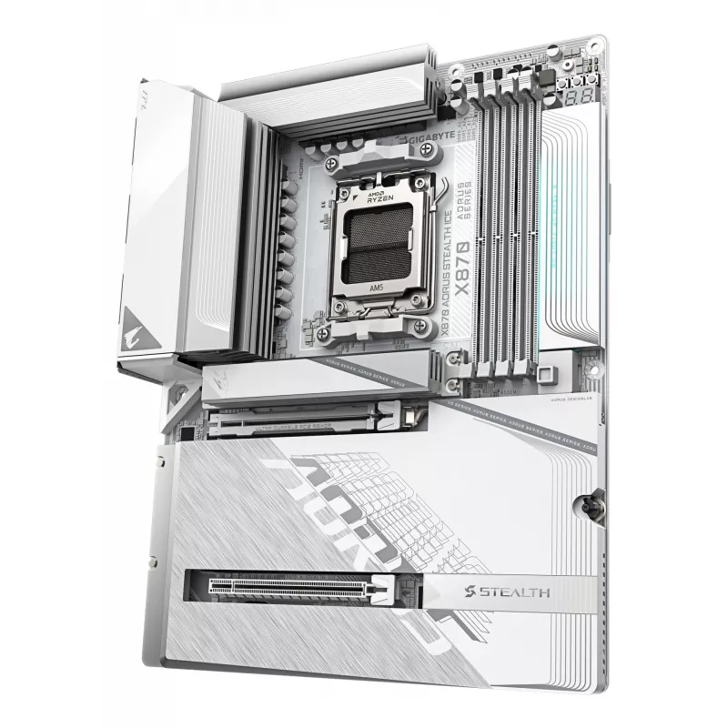 Placa base GIGABYTE X870 AORUS STEALTH ICE, AMD AM5, ATX
