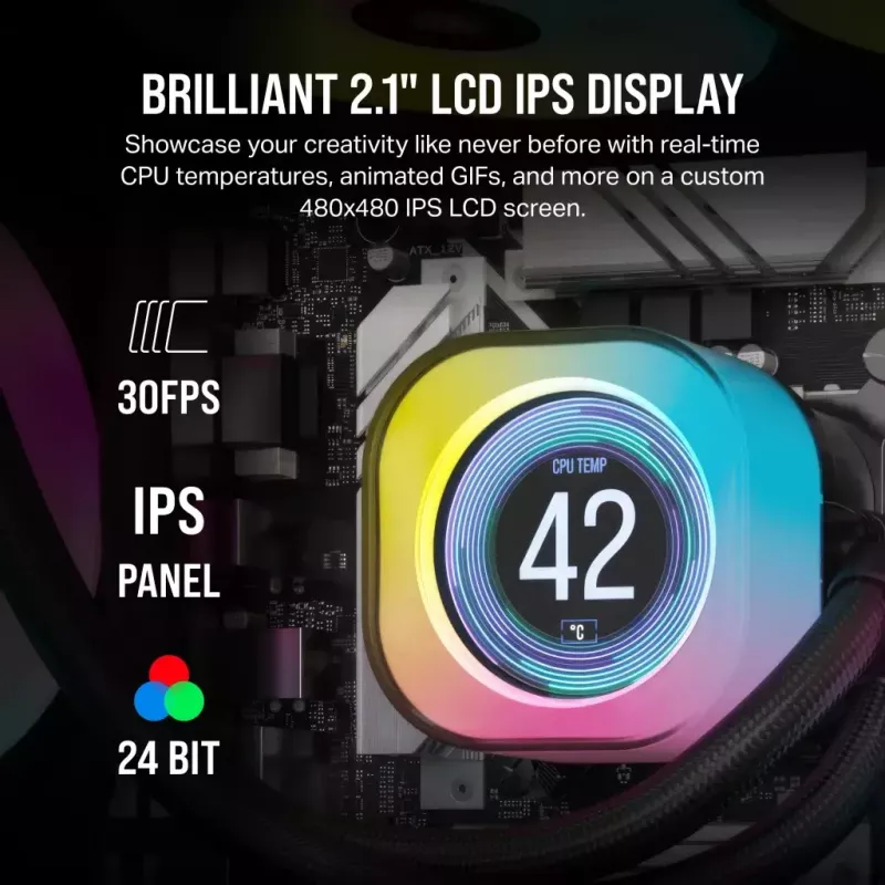 Corsair iCUE LINK H100i LCD RGB refrigeración líquida AIO para CPU, 240 mm