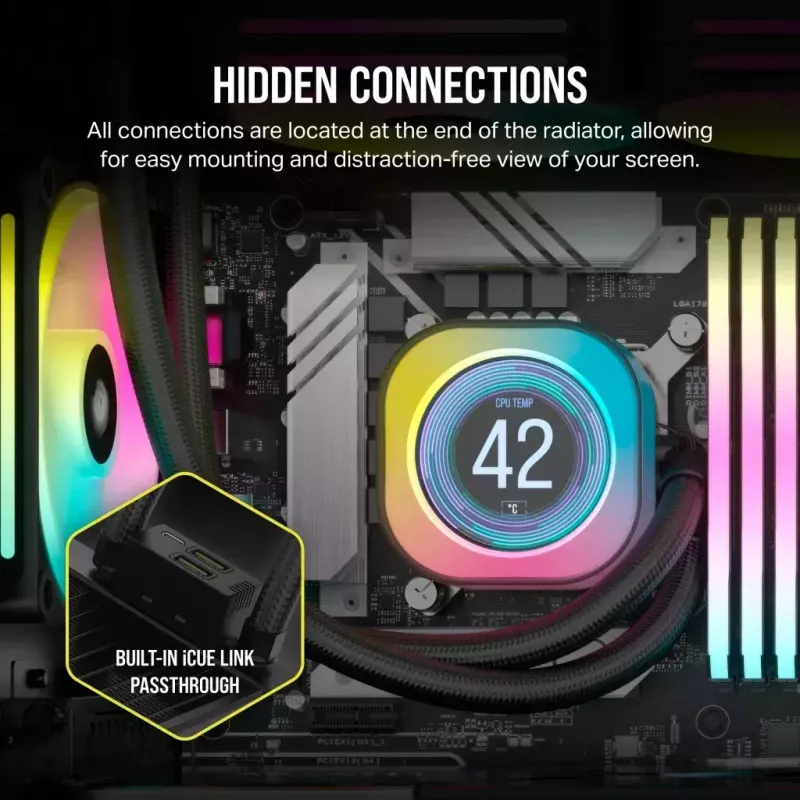 Corsair iCUE LINK H100i LCD RGB refrigeración líquida AIO para CPU, 240 mm
