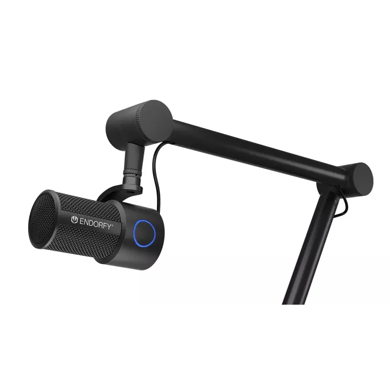 Micrófono para PC ENDORFY Solum Studio — USB cableado, 24 bits/96 kHz, 20–20000 Hz, soporte de mesa ajustable, controles táctiles, salida de auriculares, negro