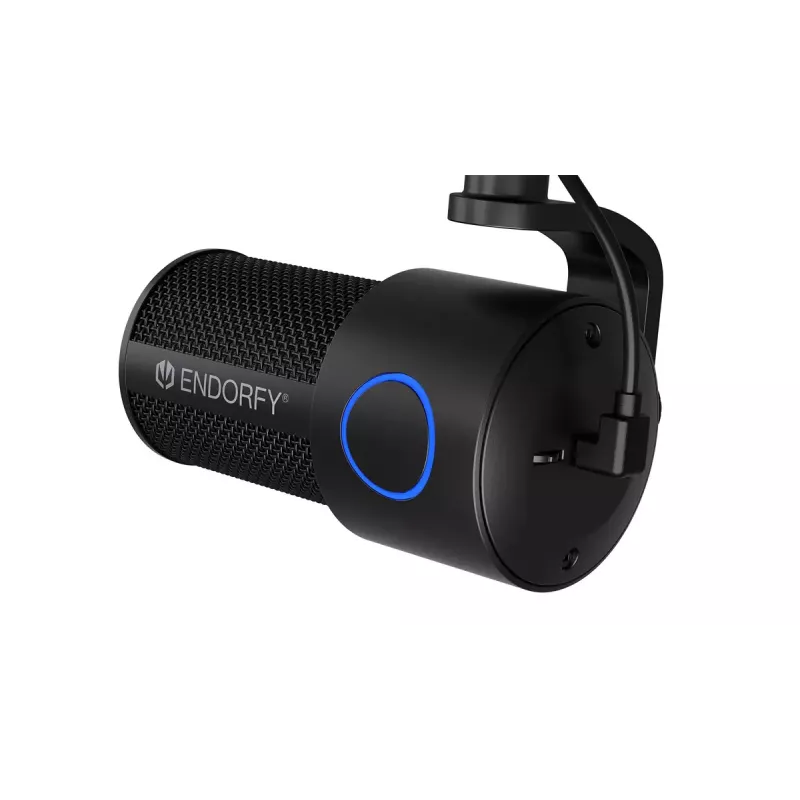 Micrófono para PC ENDORFY Solum Studio — USB cableado, 24 bits/96 kHz, 20–20000 Hz, soporte de mesa ajustable, controles táctiles, salida de auriculares, negro