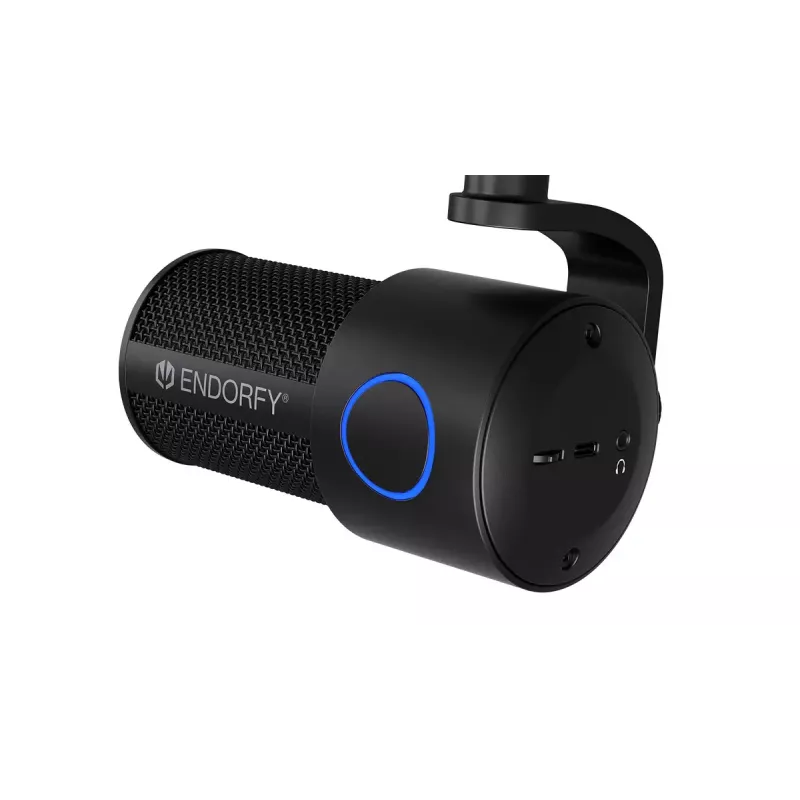 Micrófono para PC ENDORFY Solum Studio — USB cableado, 24 bits/96 kHz, 20–20000 Hz, soporte de mesa ajustable, controles táctiles, salida de auriculares, negro