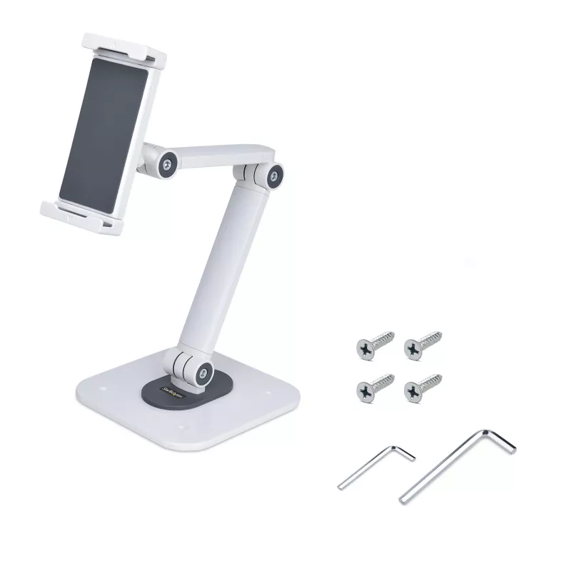 Soporte ajustable StarTech.com para tablet de escritorio – montaje en pared – capacidad 1 kg – soporte universal ergonómico articulado para tablet – soporte para tablet de escritorio giratorio/orientable/rotatorio