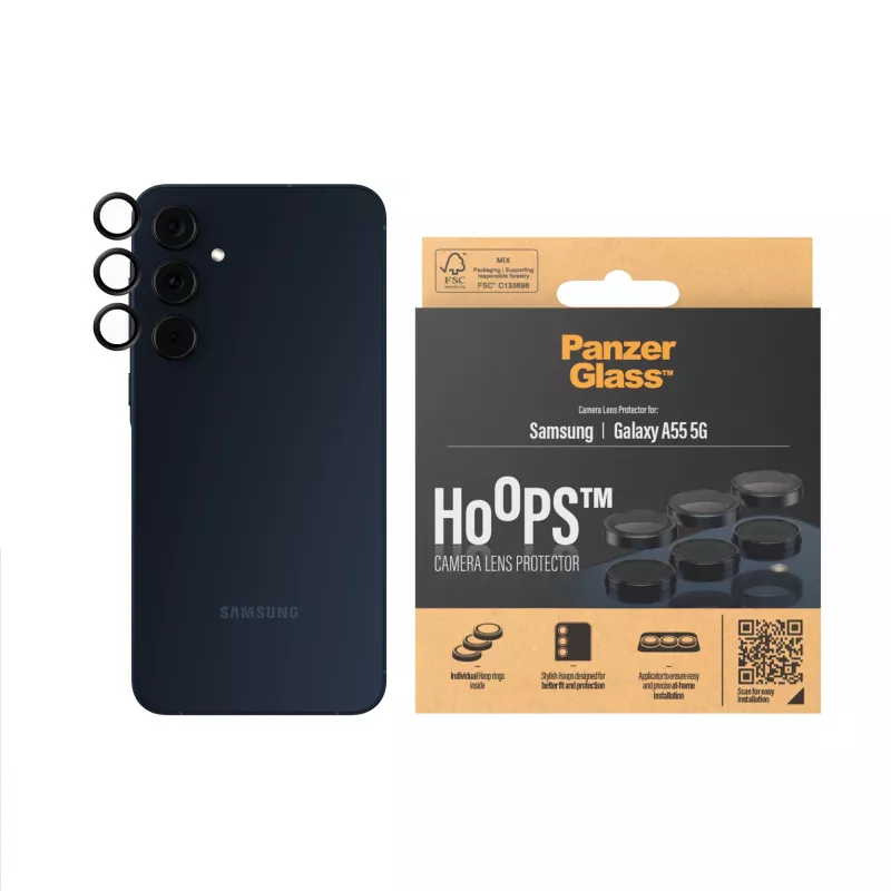 PanzerGlass ® Hoops® protector de lente de cámara negro Samsung Galaxy A55 5G