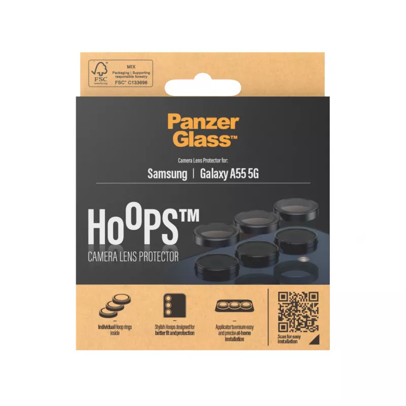 PanzerGlass ® Hoops® protector de lente de cámara negro Samsung Galaxy A55 5G