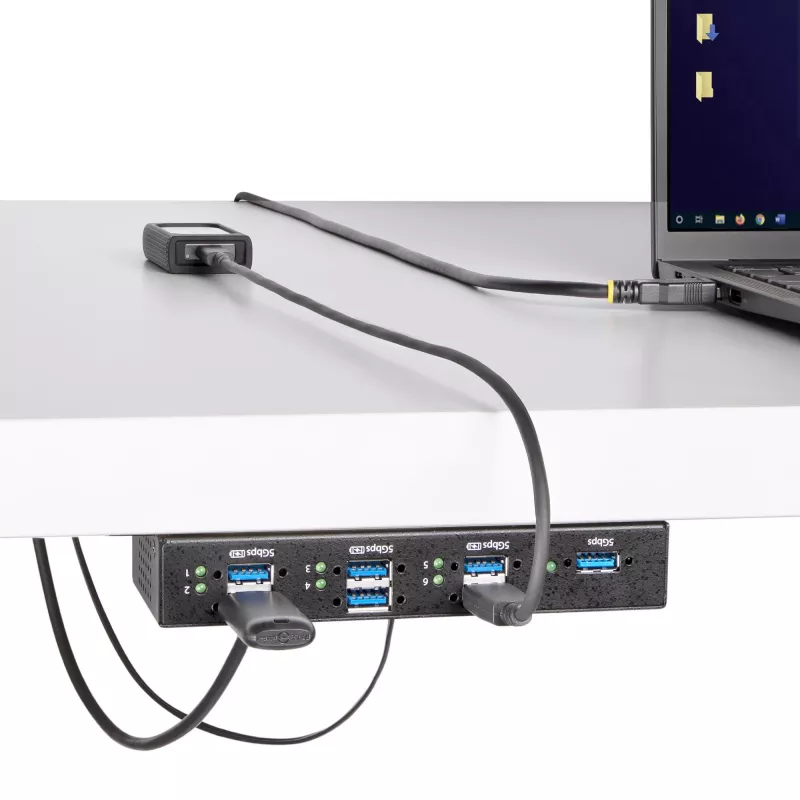 Hub de interfaces StarTech.com 5G7AINDRM-USB-A-HUB USB 3.2 Gen 1 (3.1 Gen 1) Type-B 5000 Mbit/s negro