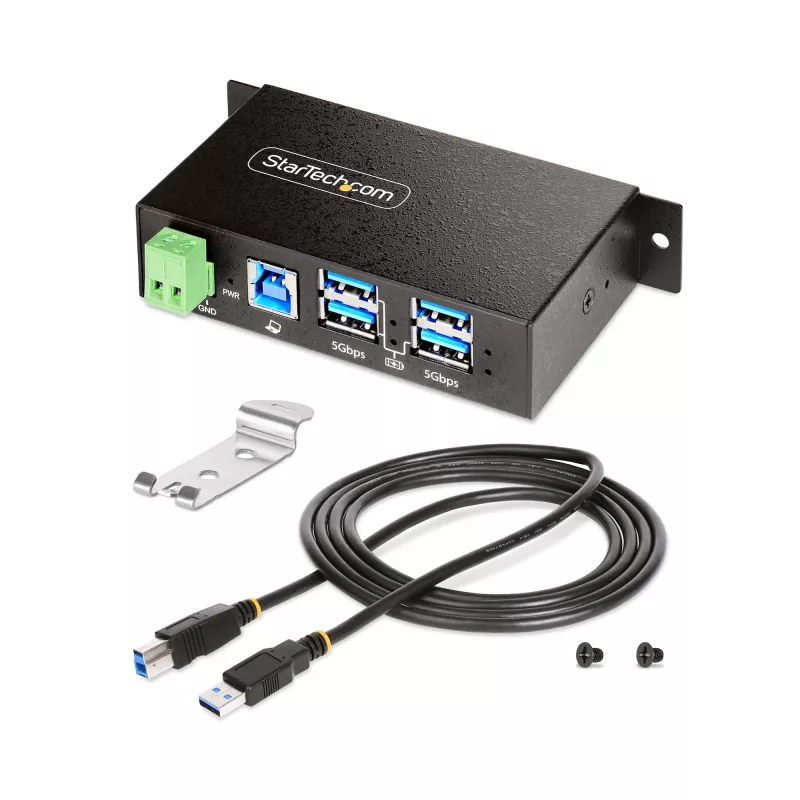 Hub de interfaces StarTech.com 5G4AINDRM-USB-A-HUB USB 3.2 Gen 1 (3.1 Gen 1) Type-B 5000 Mbit/s negro