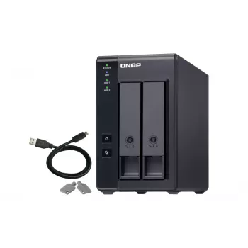 QNAP 2 bahías USB Type-C almacenamiento conectado directamente con RAID por hardware | TR-002 | Micro | 6 GB | Negro