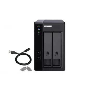 QNAP 2 bahías USB Type-C almacenamiento conectado directamente con RAID por hardware | TR-002 | Micro | 6 GB | Negro