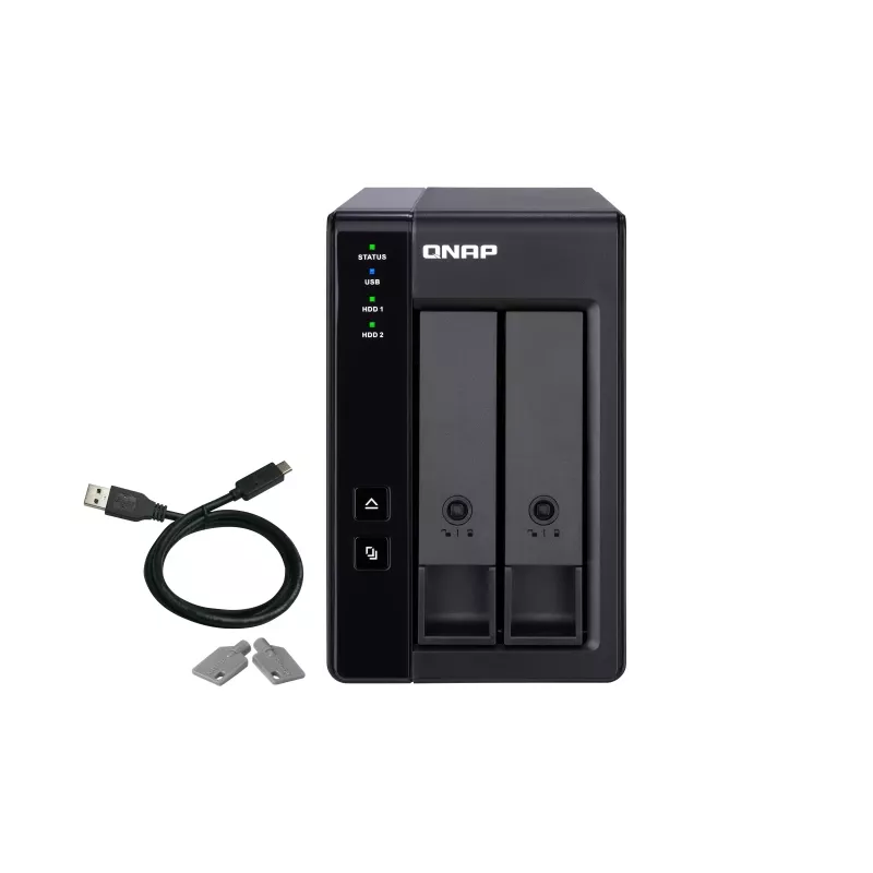 QNAP 2 bahías USB Type-C almacenamiento conectado directamente con RAID por hardware | TR-002 | Micro | 6 GB | Negro
