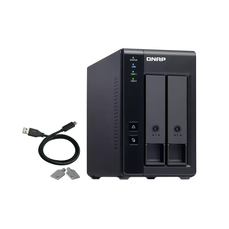 QNAP 2 bahías USB Type-C almacenamiento conectado directamente con RAID por hardware | TR-002 | Micro | 6 GB | Negro