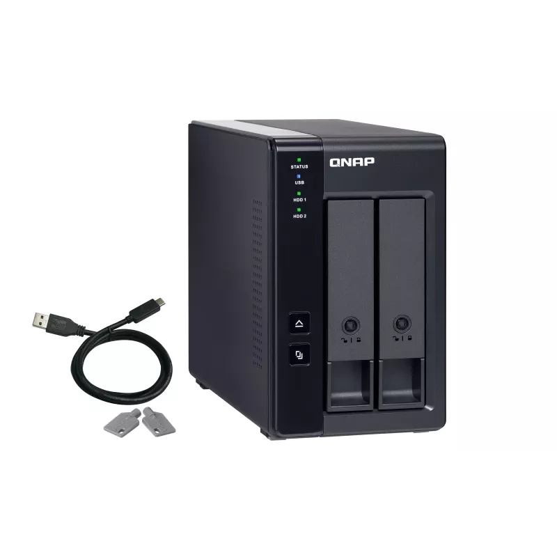 QNAP 2 bahías USB Type-C almacenamiento conectado directamente con RAID por hardware | TR-002 | Micro | 6 GB | Negro