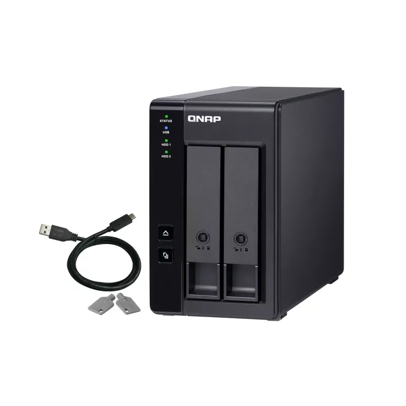 QNAP 2 bahías USB Type-C almacenamiento conectado directamente con RAID por hardware | TR-002 | Micro | 6 GB | Negro