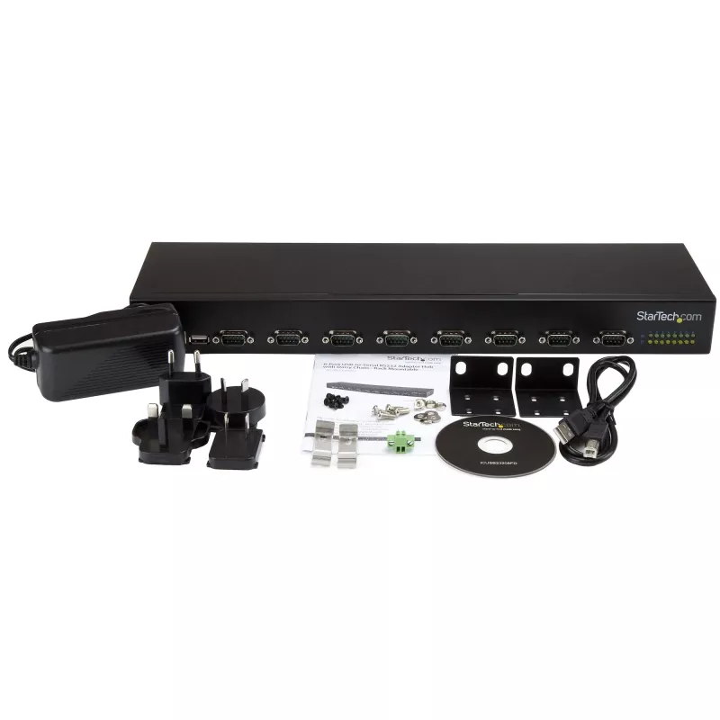 Hub adaptador USB a serie de 8 puertos StarTech.com, USB 2.0, serie, negro, aluminio, 36 W, 100 - 240 V