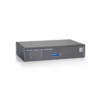 Switch PoE Fast Ethernet de 10 puertos LevelOne, 1 x Gigabit RJ45, 1 x Gigabit SFP, 8 salidas PoE, 120 W