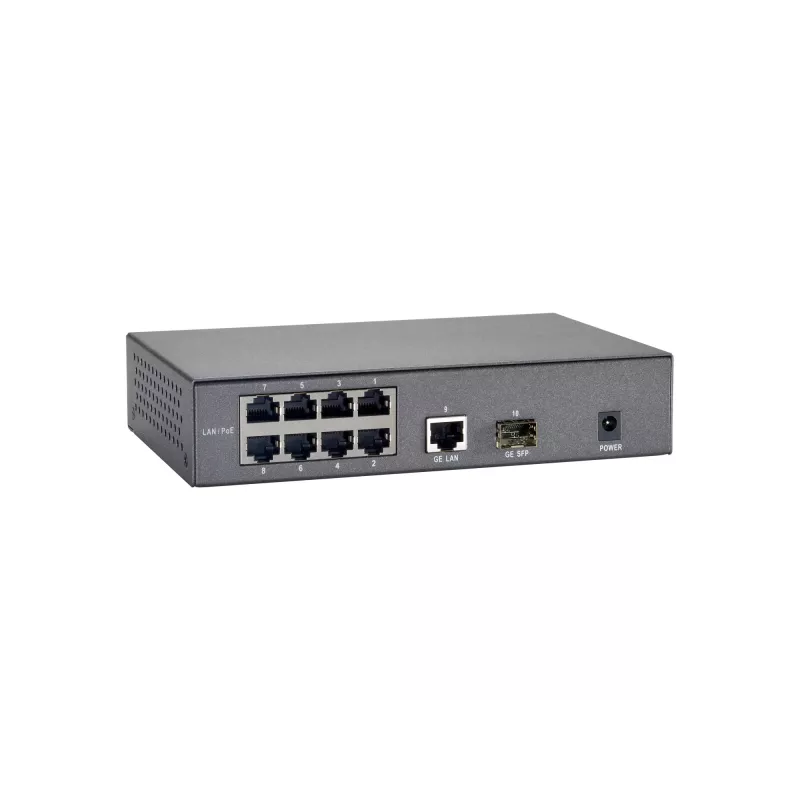 Switch PoE Fast Ethernet de 10 puertos LevelOne, 1 x Gigabit RJ45, 1 x Gigabit SFP, 8 salidas PoE, 120 W