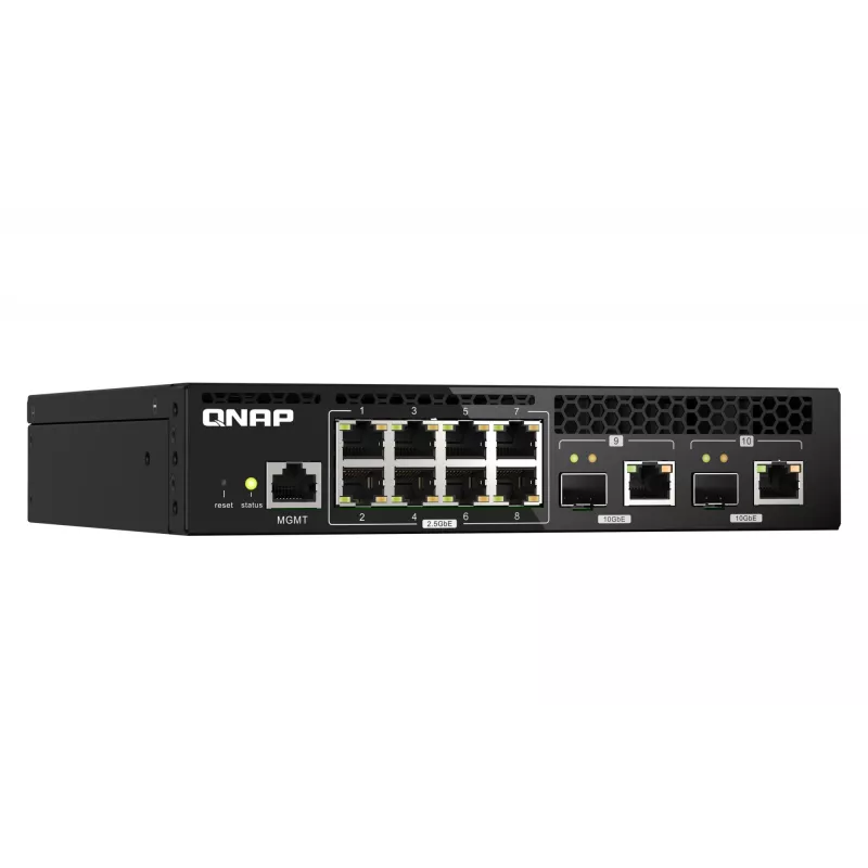QNAP QSW-M2108R-2C switch L2 gestionable, 8 x 2,5GbE + 2 x 10GbE SFP+/RJ-45 combo, media anchura, montable en rack