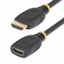 StarTech.com Cable de extensión HDMI 2.0 de 1 m, cable HDMI High Speed portsaver, 4K 60Hz, cable adaptador de extensión HDMI macho a hembra, cable de extensión HDMI, M/H