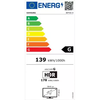 Samsung BE75D-H Señalización digital panel plano 190,5 cm (75
