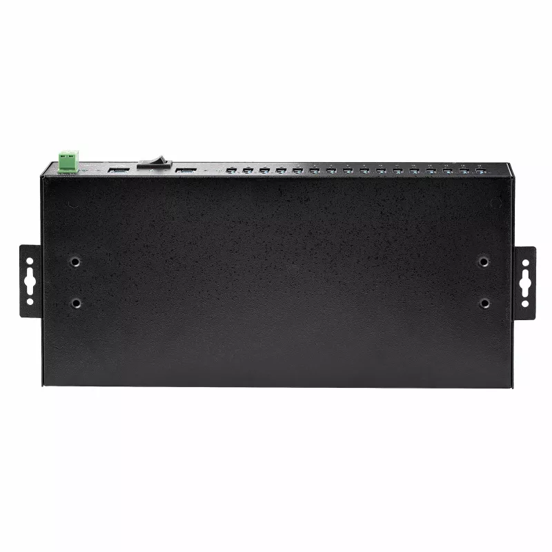 StarTech.com Hub USB industrial de 16 puertos 5Gbps con fuente de alimentación, carcasa metálica, montable, protección ESD, alimentación por regletas, función de carga USB, conmutador dual-host – TAA