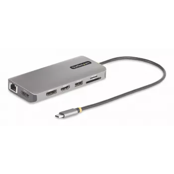 StarTech.com Adaptador multipuerto USB-C para triple monitor, Dual 4K 60 Hz + 4K 30 Hz HDMI y DisplayPort, hub USB de 4 puertos, 100 W PD Pass-Through, GbE, lector de tarjetas SD/MicroSD
