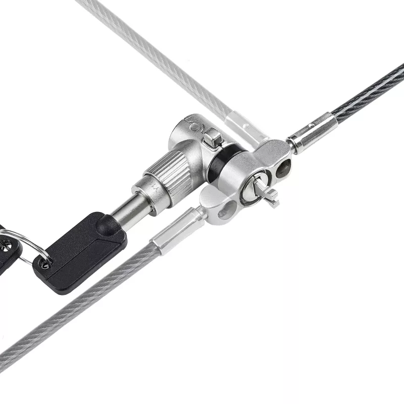 StarTech.com Candado universal para portátil 3 en 1 de 6.6ft (2m), cable de seguridad con llave maestra, seguridad informática, compatible con Noble Wedge®/Nano/K-Slot; cable antirrobo resistente a cortes