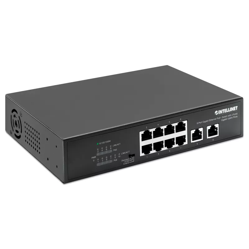 Intellinet Switch Gigabit Ethernet PoE+ de 8 puertos 120W 2 puertos Uplink