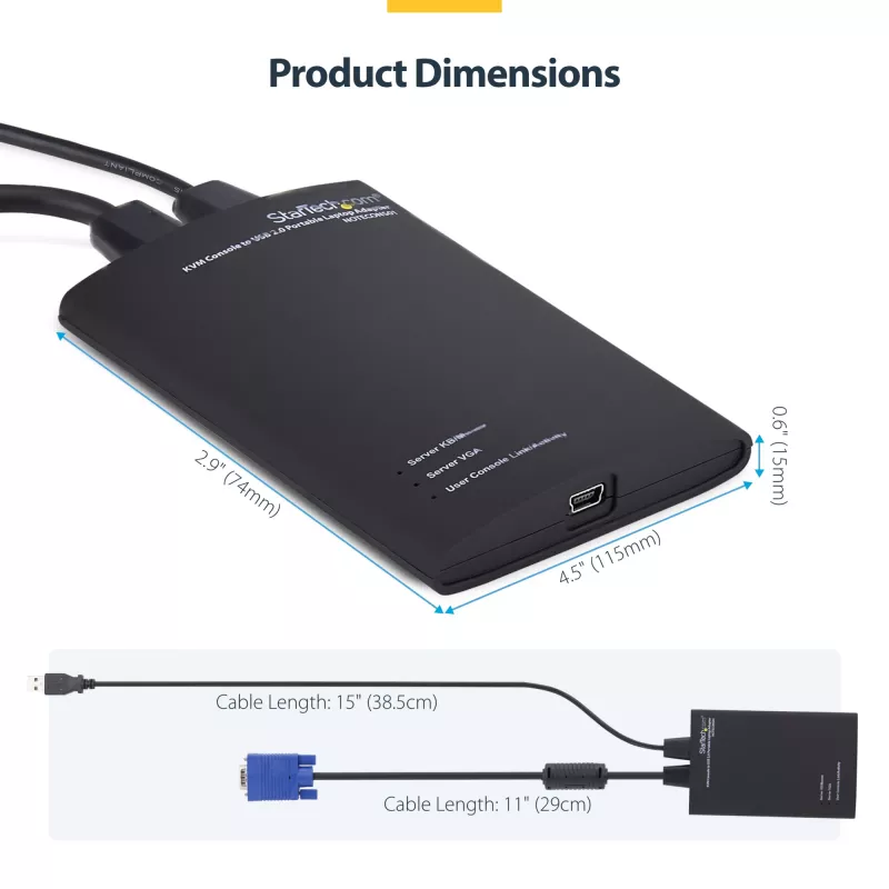 Adaptador StarTech.com KVM consola a USB 2.0 para carro de portátil