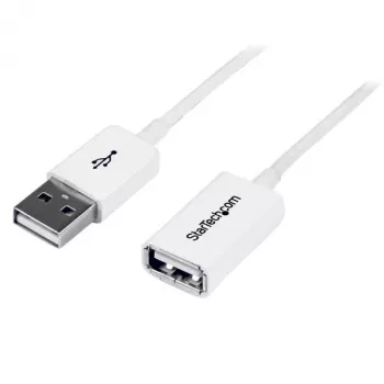 StarTech.com USBEXTPAA1MW cable alargador USB 2.0, USB-A a USB-A, macho/hembra, 1 m, blanco