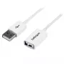 StarTech.com USBEXTPAA1MW cable alargador USB 2.0, USB-A a USB-A, macho/hembra, 1 m, blanco