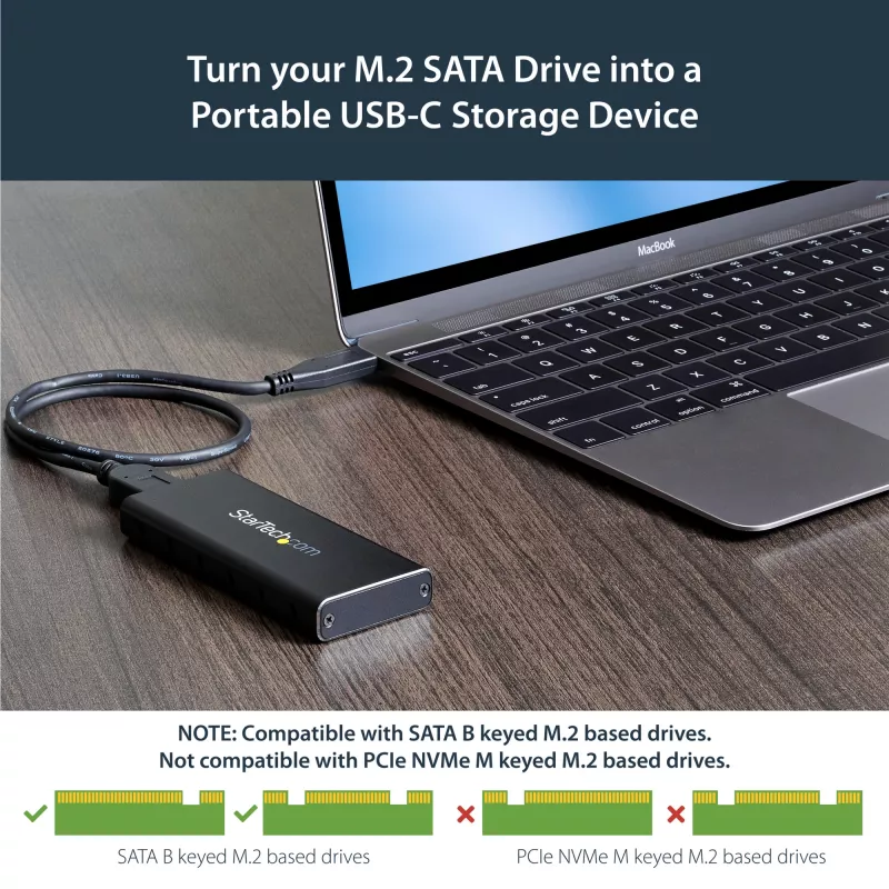 Carcasa SSD M.2 StarTech.com para SSD M.2 SATA - USB 3.1 (10 Gbit/s) con cable USB-C