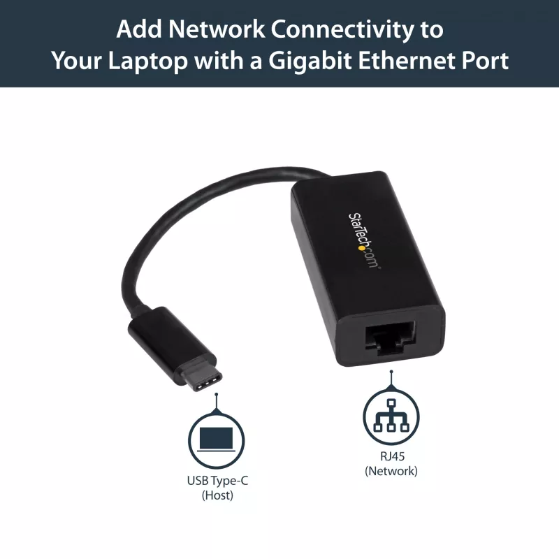 Adaptador StarTech.com USB-C a Gigabit Ethernet - Negro