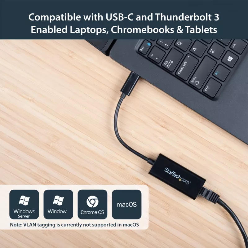Adaptador StarTech.com USB-C a Gigabit Ethernet - Negro