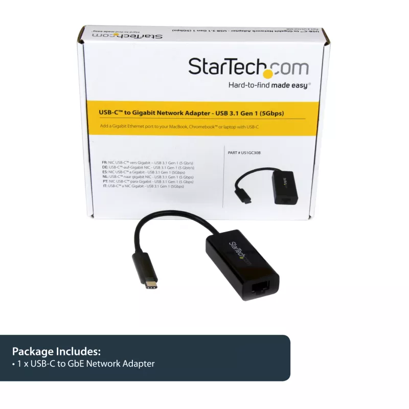 Adaptador StarTech.com USB-C a Gigabit Ethernet - Negro