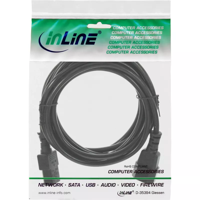 Cable de extensión C13/C14 InLine 16632B negro 3 m