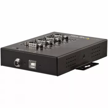 StarTech.com Hub serie de 4 puertos USB a adaptador RS232/RS485/RS422 - Hub convertidor serie USB 2.0 a DB9 industrial - Certificado IP30 - Hub serie de metal montable en carril DIN - Protección ESD de 15kV