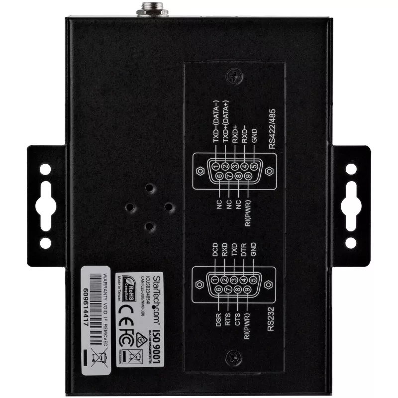 StarTech.com Hub serie de 4 puertos USB a adaptador RS232/RS485/RS422 - Hub convertidor serie USB 2.0 a DB9 industrial - Certificado IP30 - Hub serie de metal montable en carril DIN - Protección ESD de 15kV