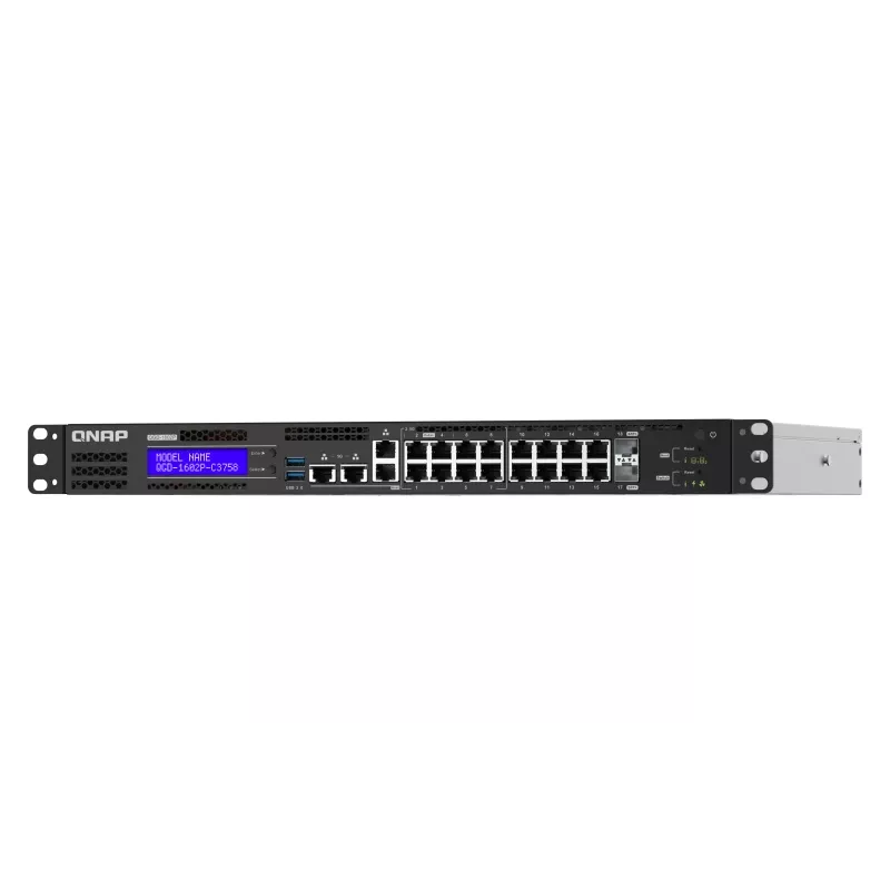QNAP QGD-1602P Switch gestionado L2 Gigabit Ethernet (10/100/1000) Power over Ethernet (PoE) 1U negro, gris