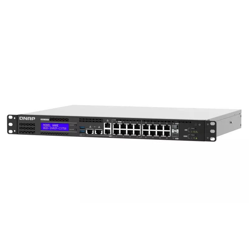 QNAP QGD-1602P Switch gestionado L2 Gigabit Ethernet (10/100/1000) Power over Ethernet (PoE) 1U negro, gris