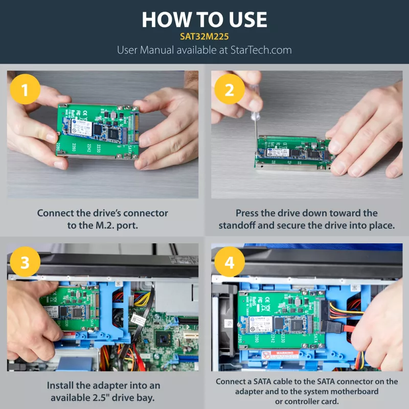 StarTech.com Adaptador de SSD M.2 SATA a SATA de 2,5 pulgadas - Convertidor M.2 NGFF a SATA - 7mm - Soporte open-frame - Adaptador de disco M2